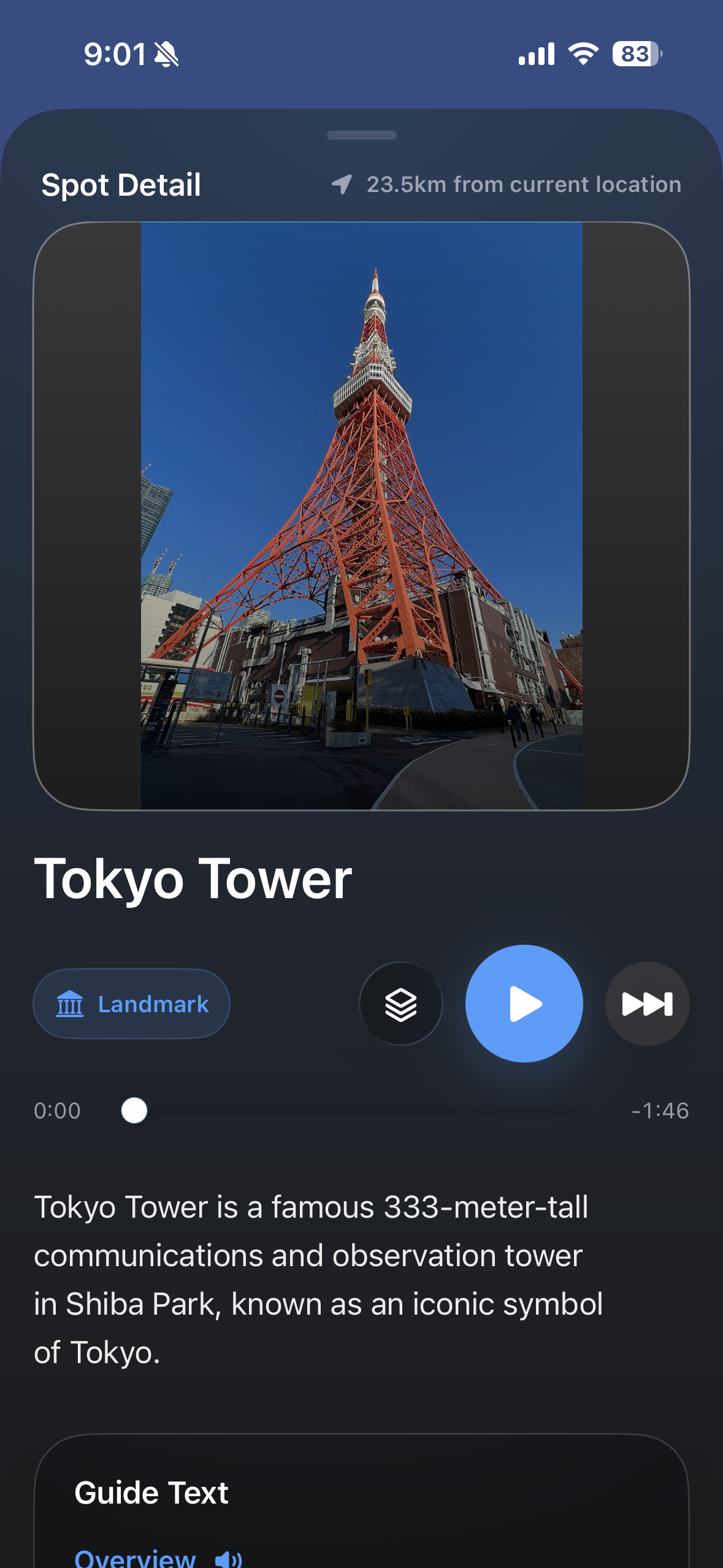 Tabitel Tokyo Tower spot details